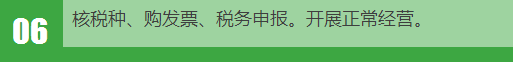 06、核税种、购发票、申报、开展正常经营